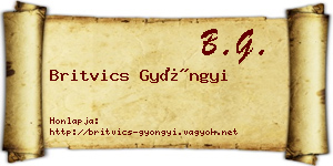 Britvics Gyöngyi névjegykártya